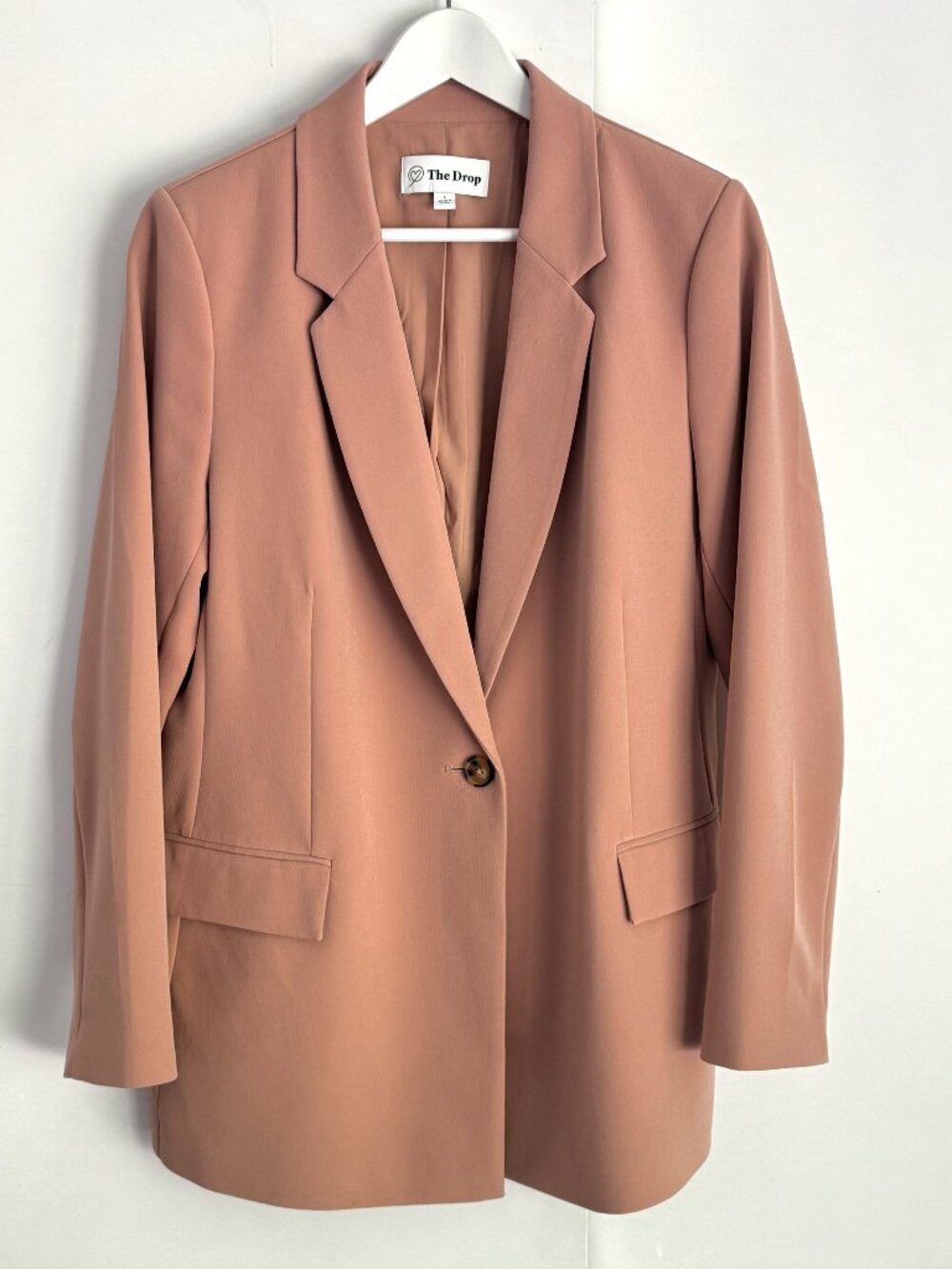 The Drop Womens Blake Long Blazer in Praline Tan Beige Size Large